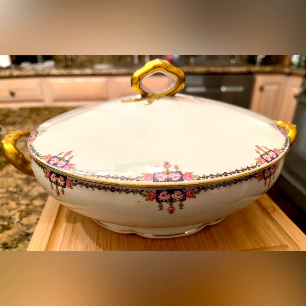 C Ahrenfeldt Limoges France Hand-painted Tureen Covered Serving Dish